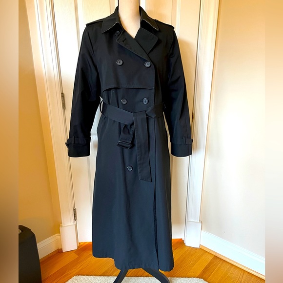 London Fog Jackets & Blazers - London Fog Ladies Black Double-Breasted Trench Coat Removable Wool Lining 14R